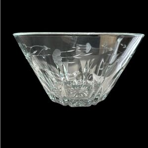 Princess House Crystal Glass Serving Bowl With Etched Flowers Heritage